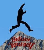 silhouette of a man jumping over the mountain