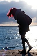 girl stroll river