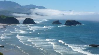 ocean coast with waves in Oregon