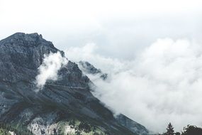 clouds on mountain peak