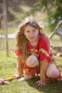 cute blonde girl face indians