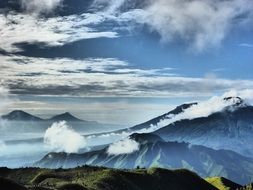 landscape of Indonesian mountains in Asia