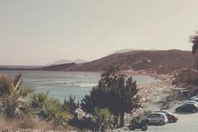 panoramic view of the parking lot on the picturesque coast