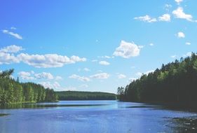 Quiet blue lake amidst a picturesque landscape, finland