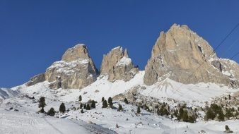 Dolomites in the snow in Italy
