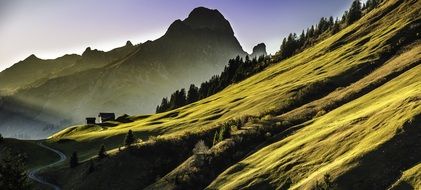green mountain slope landscape