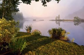 landscape of river bank in the morning