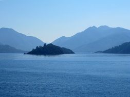 Panoramic view of the mountains near the lake