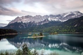 landscape of lake eib and mountains
