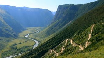 the valley of the mountains and river scenery