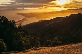 landscape in the form of a sunset over the mountain