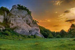 Landscape of beautiful natural rocks and forest at the sunrise