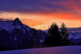 purple sunrise over a picturesque landscape