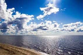 blue sea and beautiful white clouds