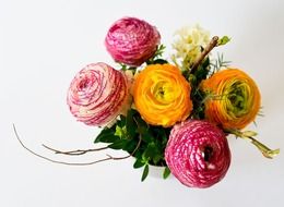 bouquet with pink and yellow flowers