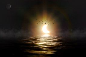 solar eclipse by the sea