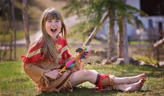 Happy girl in indian costume