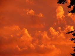 bright orange cloudy sky