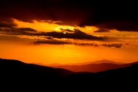 Landscape with the beautiful colorful sunset in evening