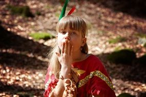 cute girl blond in indian clothes