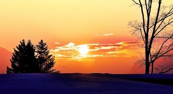 landscape of Sunrise over Calm Sea