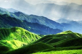 panorama of green hills in wugongshan