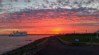 orange sunset over the coast in Portsmouth