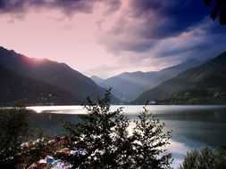 Lake near the mountains in Italy