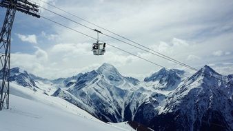 gondola lift on a mountain peaks