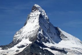 clear blue sky over the mountain peak of Matterhorn