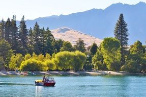 boat on the lake among the picturesque landscape