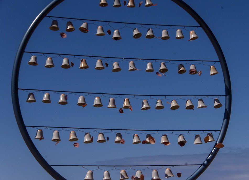 bells circle art sculpture