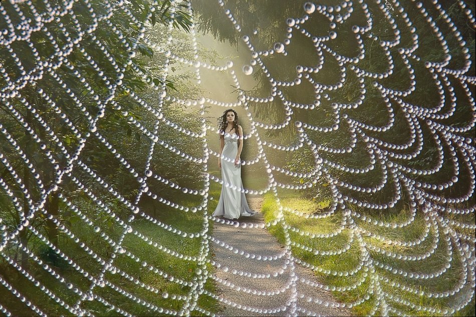 web and woman creative poster