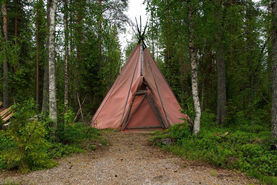 a hut in a forest in Finland