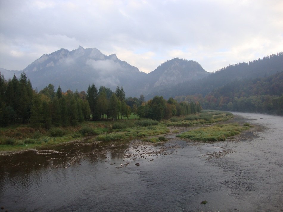 mountains in the fog in poland