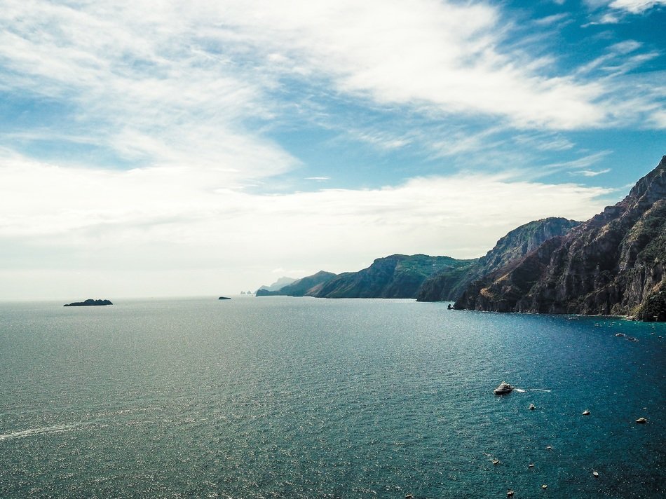 Landscape of ocean near the mountains