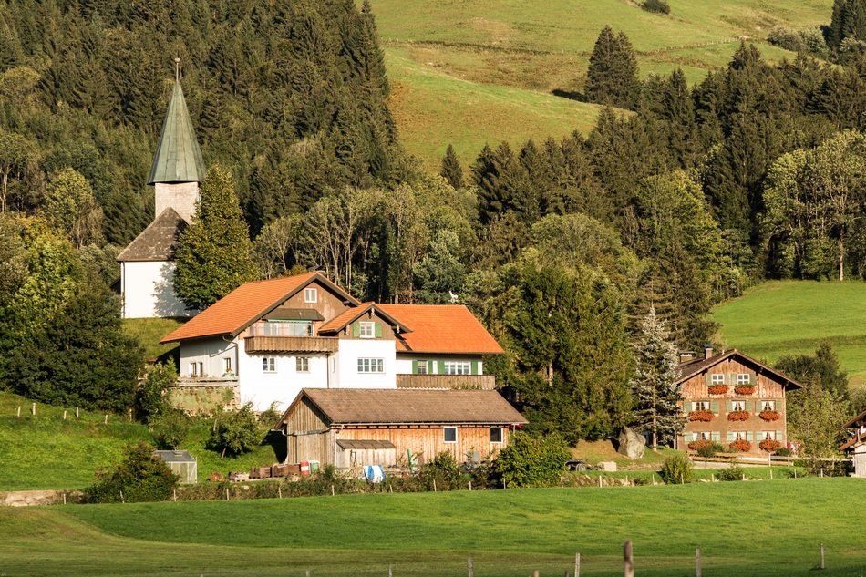 village with red covers the landscape