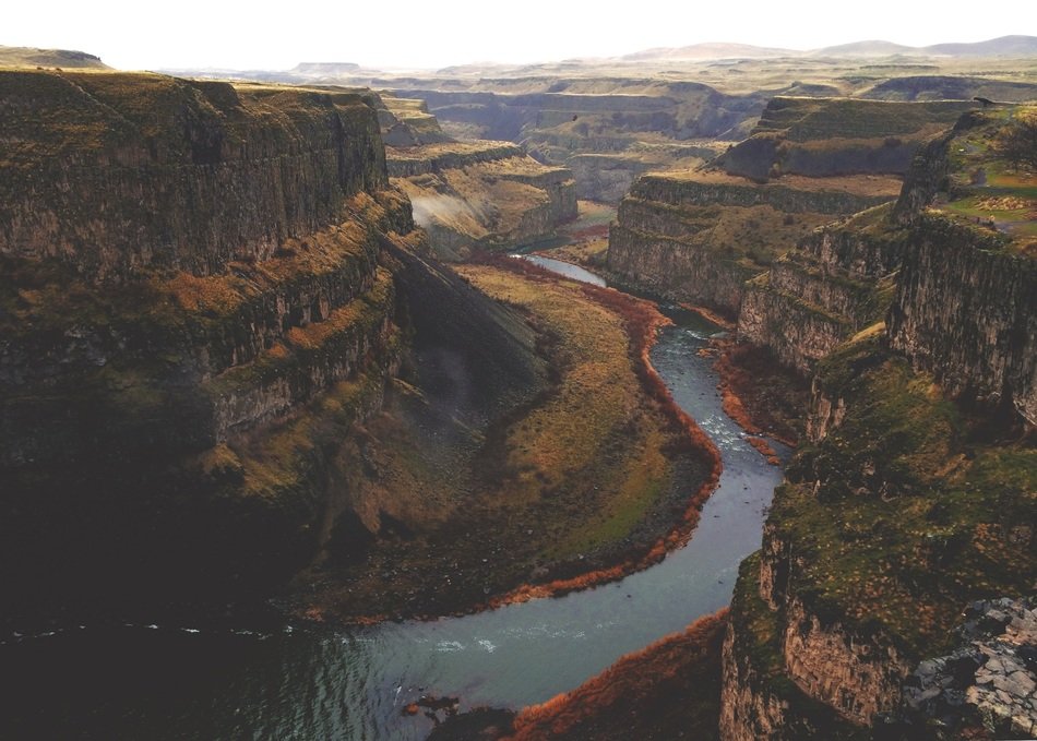 view from the height of the river in the canyon