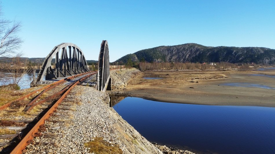 Railway on the bridge in the Norway