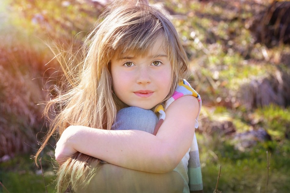 girl on a background of forest landscape