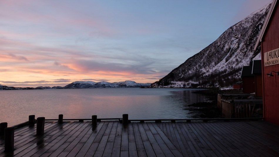 wooden pier on the lake in Norway