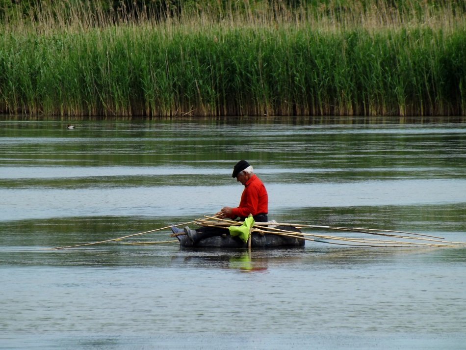Man on boat on the lake