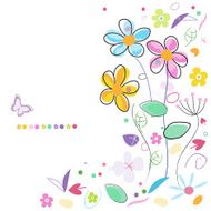 Decorative spring flowers abstract greeting card