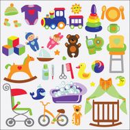 Baby items set collection Baby shower icons