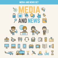 media and news infographic elements for kid