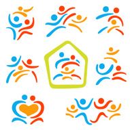 happy family icons vector