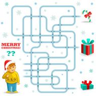 Funny Christmas maze game the boy and gifts