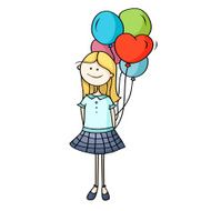 Girl Holding Balloons N3