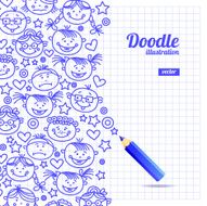 Doodle kid cartoon design N2