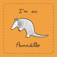 I&#039;m an Armadillo educative illustration card for children